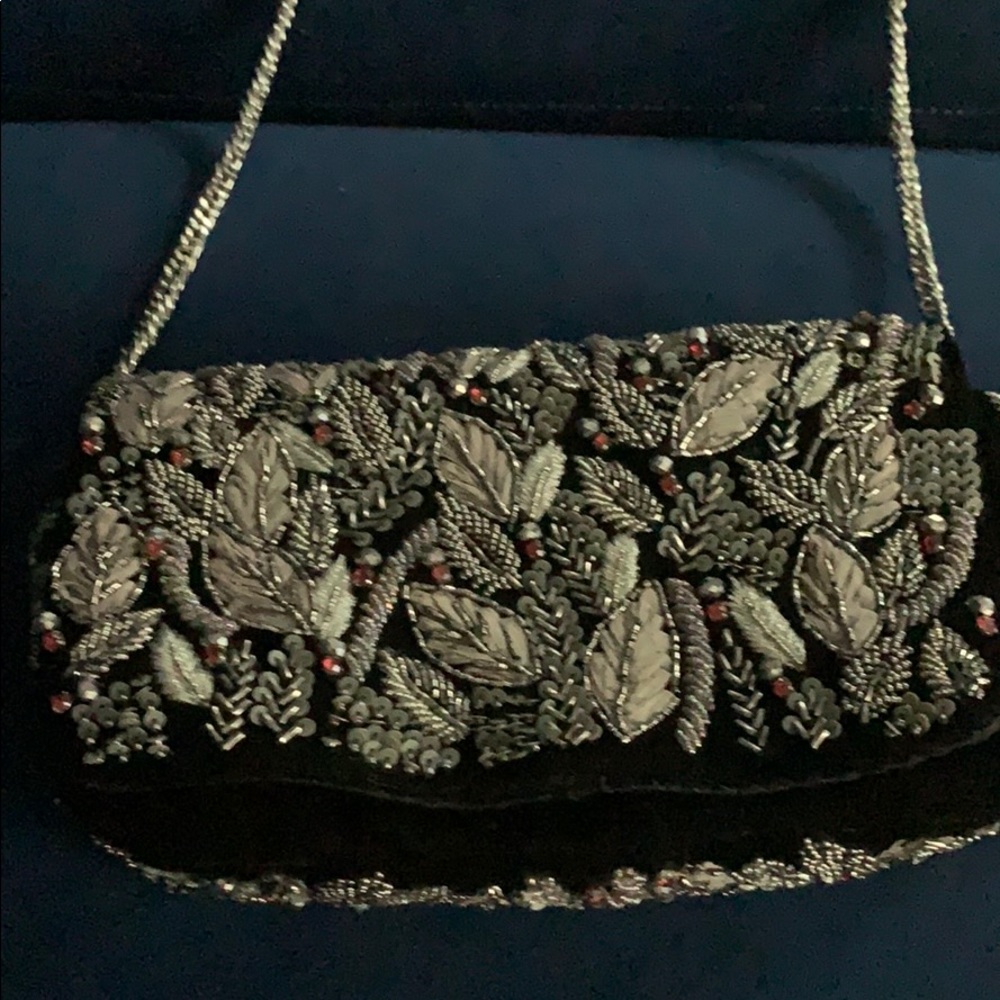 Velvet beaded Anthropologie clutch